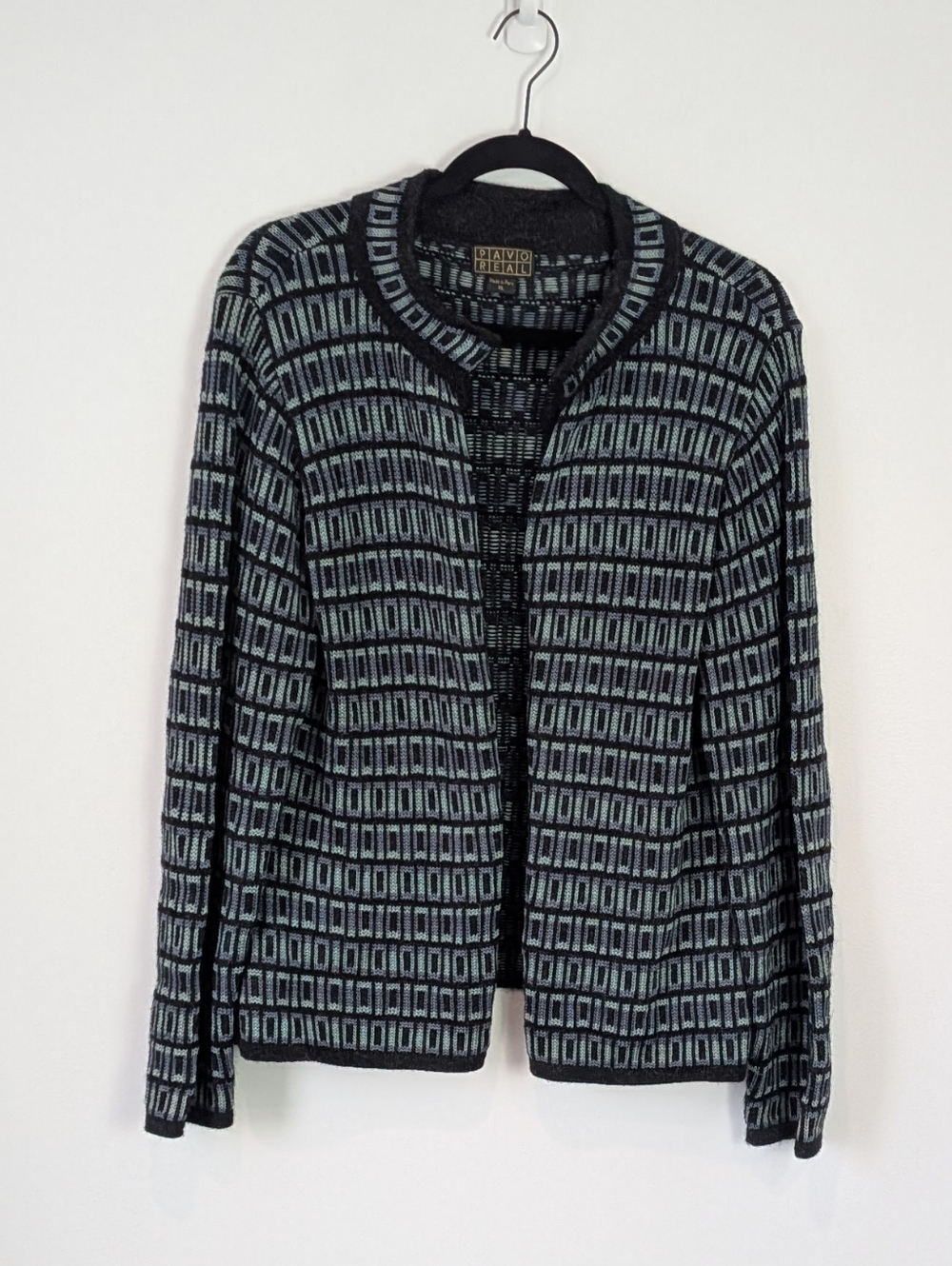 Pavo Real Alpaca Cotton Southwestern Geometric Cardigan Sweater XL Peru